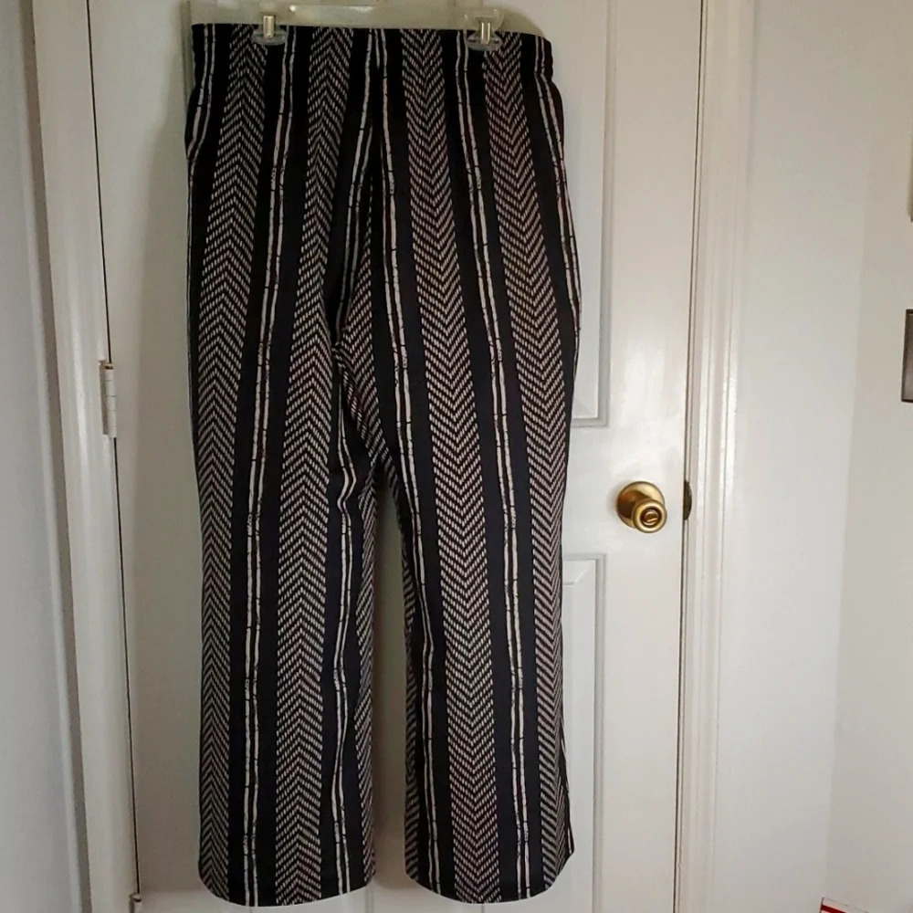 Charlie Womens Flowy Wide Leg Pants with Tie Stretch Waist - Picture 3 of 8